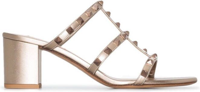 Valentino Garavani 60mm Rockstud metallic sandals Gold