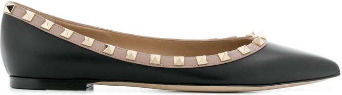 Valentino Garavani Rockstud-embellished ballerina shoes Black
