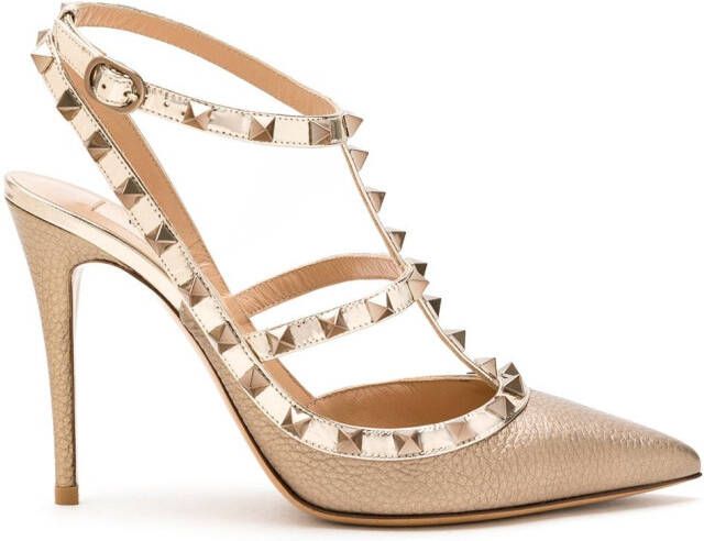 Valentino Garavani 100mm Rockstud metallic pumps Gold