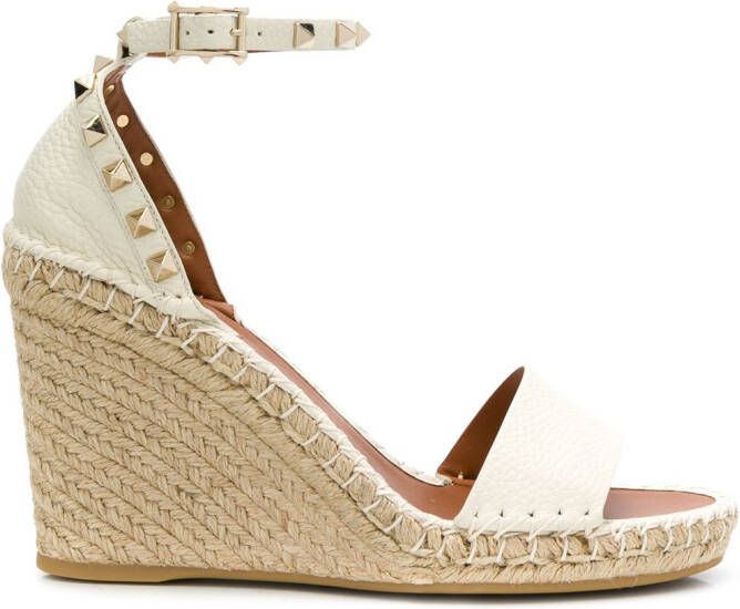 Valentino Garavani 105mm Double Rockstud wedge sandals Neutrals