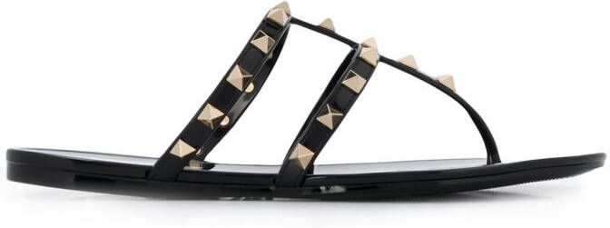 Valentino Garavani Rockstud thong slides Black