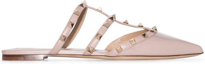Valentino Garavani Rockstud patent leather mules Neutrals