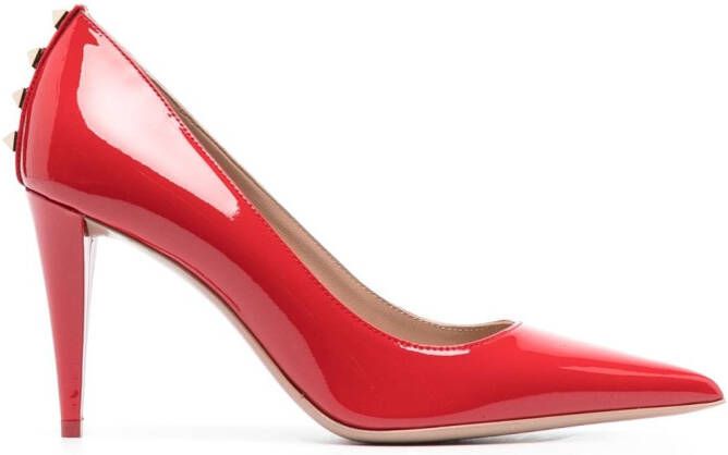 Valentino Garavani Rockstud patent-leather pumps Red