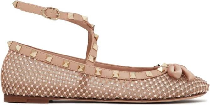Valentino Garavani Rockstud mesh ballet flats Pink