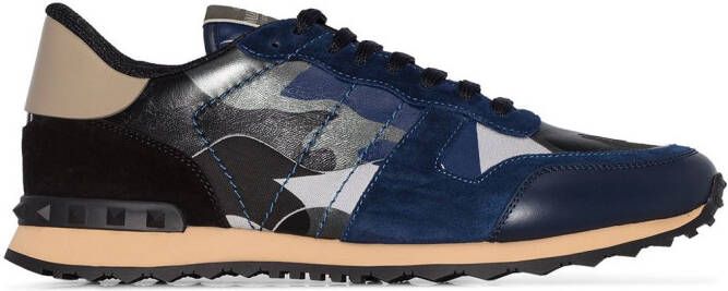 Valentino Garavani Rockstud Rockrunner camouflage sneakers Blue