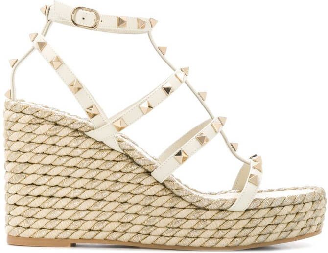 Valentino Garavani 95mm Rockstud wedge sandals Neutrals