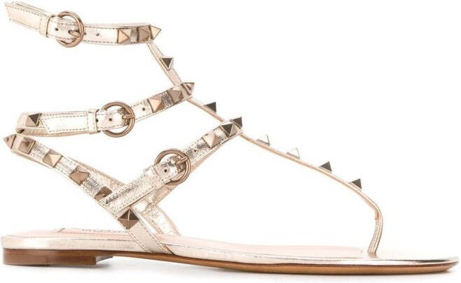 Valentino Garavani Rockstud metallic sandals Neutrals