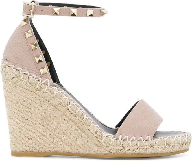 Valentino Garavani 105mm Double Rockstud wedge sandals Neutrals