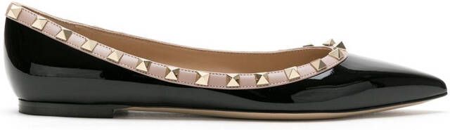 Valentino Garavani Rockstud patent leather ballerina shoes Black