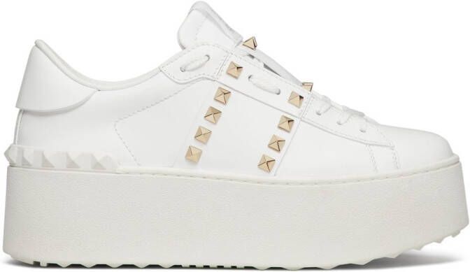 Valentino Garavani Rockstud Untitled leather flatform sneakers White