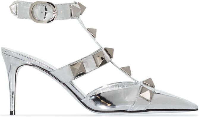 Valentino Garavani Roman Stud 80mm leather pumps Silver