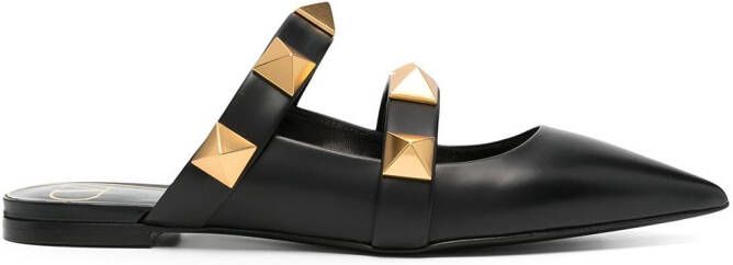 Valentino Garavani Roman Stud flat mules Black