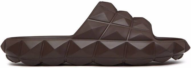 Valentino Garavani Roman Stud flat slides Brown
