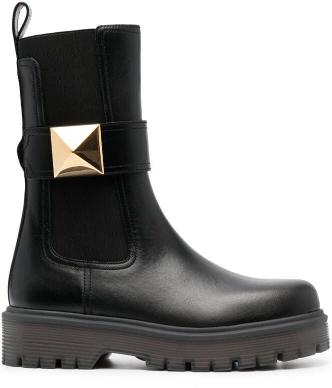 Valentino Garavani stud-embellished leather boots Black