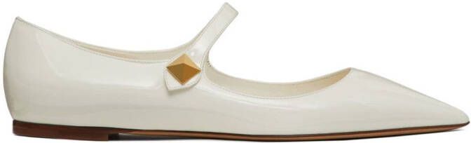Valentino Garavani Tiptoe patent leather ballerinas White
