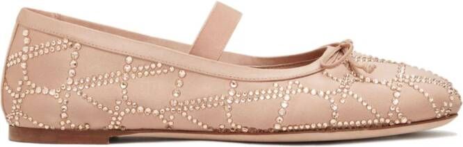 Valentino Garavani Toile Iconographe embellished ballerina shoes Neutrals