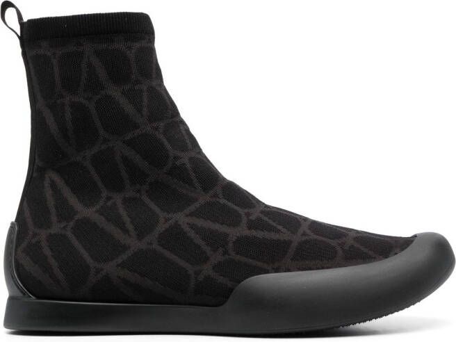 Valentino Garavani Toile Iconographe sock boots Black