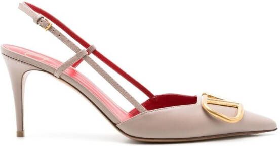 Valentino Garavani 80mm VLogo Signature slingback pumps Neutrals