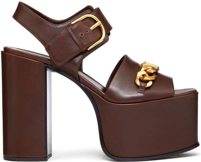 Valentino Garavani VLogo Chain 130mm platform sandals Brown
