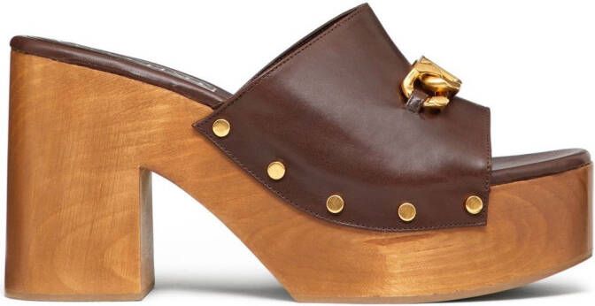 Valentino Garavani 110mm VLogo Chain sandals Brown