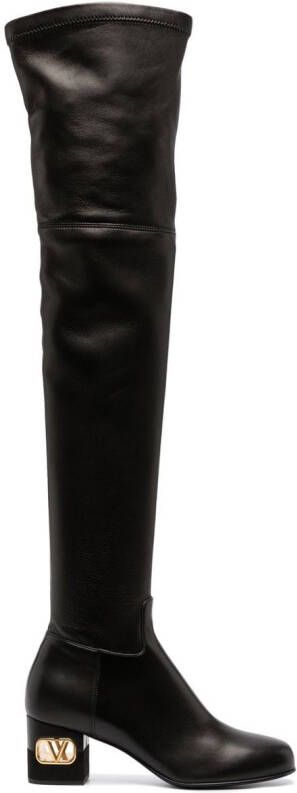 Valentino Garavani VLogo heel thigh-high boots Black