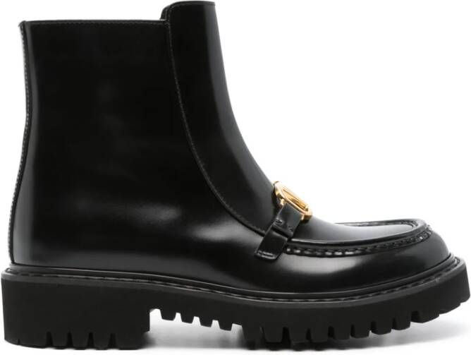 Valentino Garavani VLogo leather flat boots Black