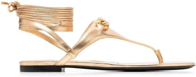 Valentino Garavani VLogo leather sandals Gold