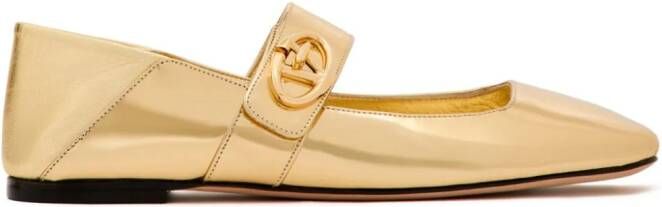 Valentino Garavani VLogo Locker Mary-Jane ballerina shoes Gold