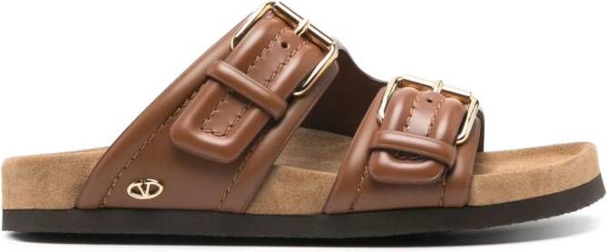 Valentino Garavani VLogo-logo leather sandals Brown