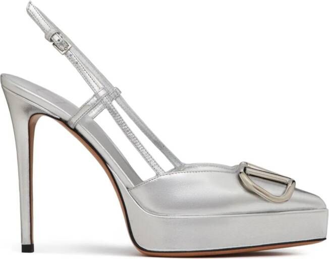Valentino Garavani VLogo metallic leather pumps Silver