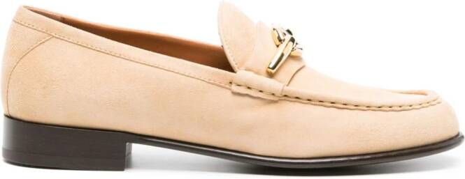Valentino Garavani VLogo-plaque suede loafers Neutrals