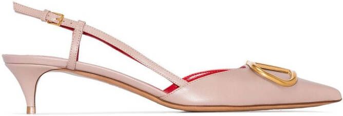 Valentino Garavani 40mm VLogo Signature slingback pumps Neutrals