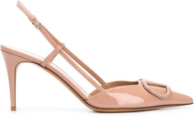 Valentino Garavani 80mm VLogo Signature slingback pumps Neutrals