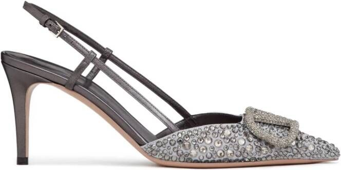 Valentino Garavani 80mm VLogo Signature slingback pumps Grey
