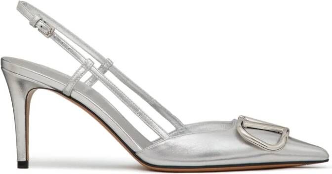 Valentino Garavani 80mm VLogo Signature slingback pumps Silver