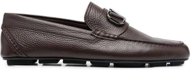 Valentino Garavani VLogo Signature leather driving shoes Brown