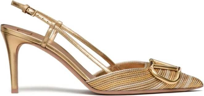 Valentino Garavani 80mm VLogo Signature slingback pumps Gold