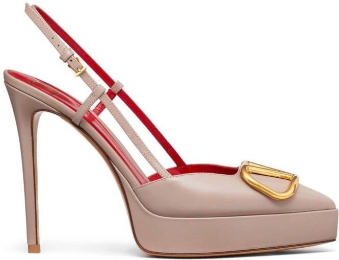 Valentino Garavani 120mm VLogo Signature slingback pumps Neutrals