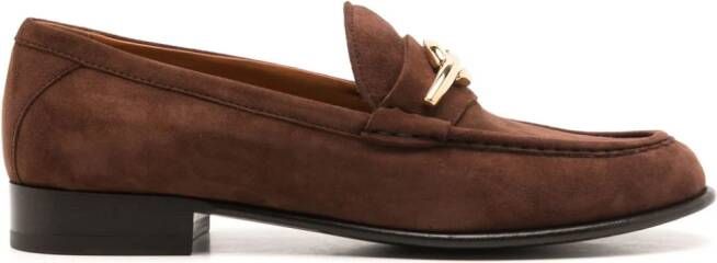 Valentino Garavani VLogo Signature suede loafers Brown