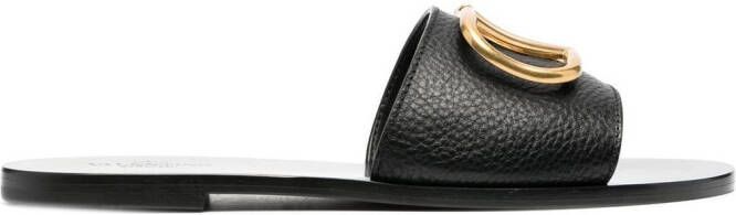 Valentino Garavani VLogo Signature leather slides Black