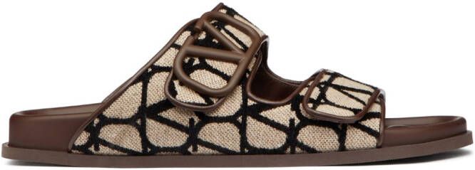 Valentino Garavani VLogo Toile Iconographe double-strap sandals Brown