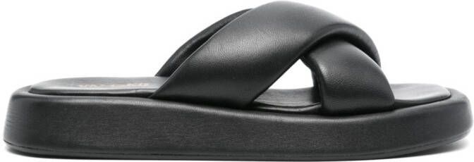 VAMSKO Pillow padded leather sandals Black