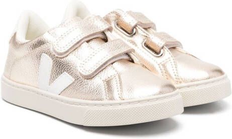 VEJA Kids Esplar metallic touch-strap sneakers Gold