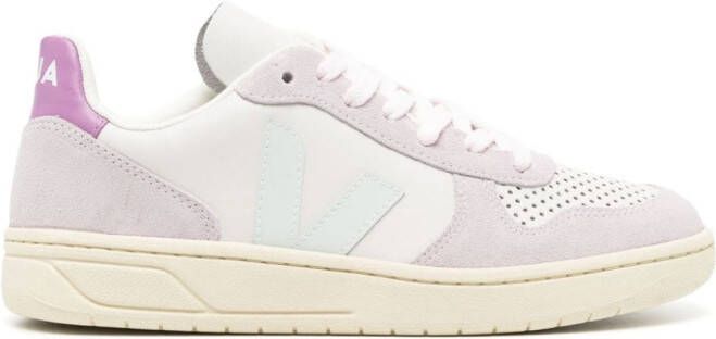 VEJA V-10 panelled leather sneakers Purple