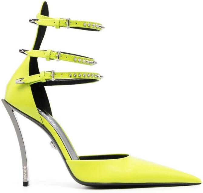 Versace 110mm studded leather pumps Yellow