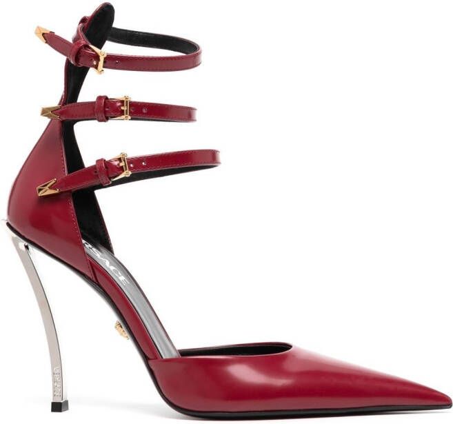 Versace 120mm pointed-toe leather sandals Red