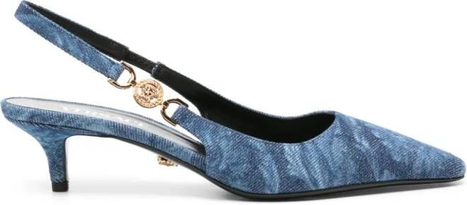 Versace 40mm Barocco-print denim pumps Blue
