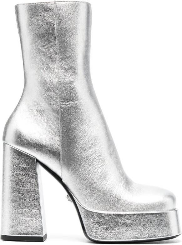 Versace Aevitas 170mm metallic-effect boots Silver