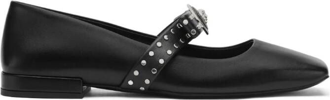 Versace Gianni Ribbon studded ballerina shoes Black