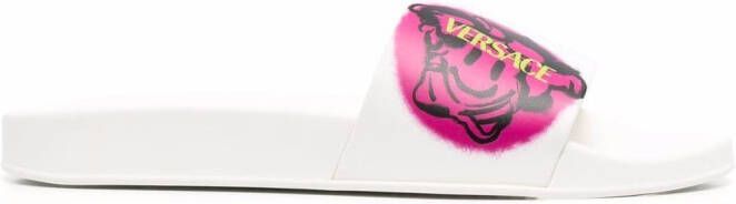 Versace Graphic logo-print slides White